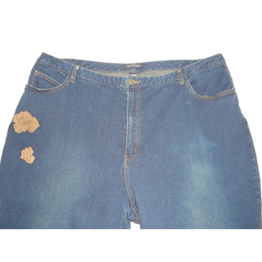 For Joseph Jeans Blue Denim Suede Floral Detail
